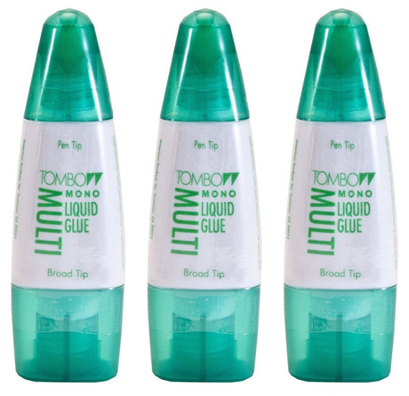 Tombow Mono Multi Liquid Glue (3 Pack) - Clear, Low Viscosity, Dries Clear Tombow