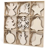 MACTING 27PCS Wooden Christmas Ornaments Unfinished Predrilled Natural Wood Slices DIY Blank Hanging Ornaments Kit for Crafts Centerpieces Christmas Tree Decorations, 9 Styles MACTING