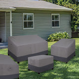 Easy-Going Outdoor Ottoman Cover, Waterproof Patio Ottoman Cover, Heavy Duty Outdoor Furniture Cover with Padded Handles (2 Pack-25"x25"x17", Gray/Dark Gray) Easy-Going