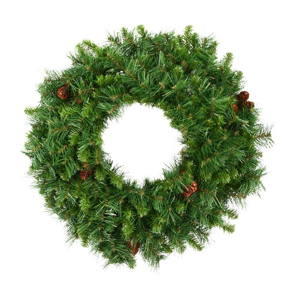 Vickerman 60" Cheyenne Pine Artificial Christmas Wreath with 860 PVC Tips - Indoor and Outdoor Use- Seasonal Holiday Decor - Featuring Pinecones for a Realistic Look Vickerman