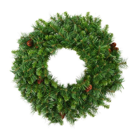 Vickerman 60" Cheyenne Pine Artificial Christmas Wreath with 860 PVC Tips - Indoor and Outdoor Use- Seasonal Holiday Decor - Featuring Pinecones for a Realistic Look Vickerman