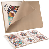 Jigsaw Puzzle Board with 6 Sorting Trays, 1500 Pieces Puzzle Playing Surface with Protective Cover, Lightomorrow 37" x 30" Felt Puzzle Display Board lightomorrow