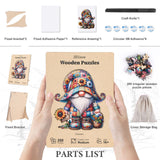 Hlison Wooden Jigsaw Puzzles, Gnome Wooden Puzzles for Adults with Unique Shape, Medium 10.3"x11.8" Wooden Puzzles with Exquisite Wooden Box Packaging Hlison