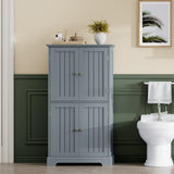 ChooChoo Bathroom Floor Cabinet, Modern Bathroom Storage Cabinet with 4 Doors and Adjustable Shelves, Freestanding Cupboard for Living Room, Grey ChooChoo
