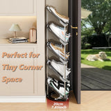 Patinao Sloping Narrow Shoe Rack 5 Tiers - Free Standing Vertical Shoes Racks for Small Spaces and Corner, Shoe Storage Organizer for Entryway, Tall Slim Shoe Shelf Cabinet for Shoes and Boots Patinao