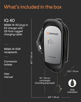 32 Amp Plug-in Smart EV Charger - Enphase IQ 40 with NEMA 14-50 Plug, 7.7kW Power, 240V, 5-Year Warranty, Wi-Fi Connected, Safety Certified, 25ft Cable & Ruggedized J1772 Connector Enphase Energy