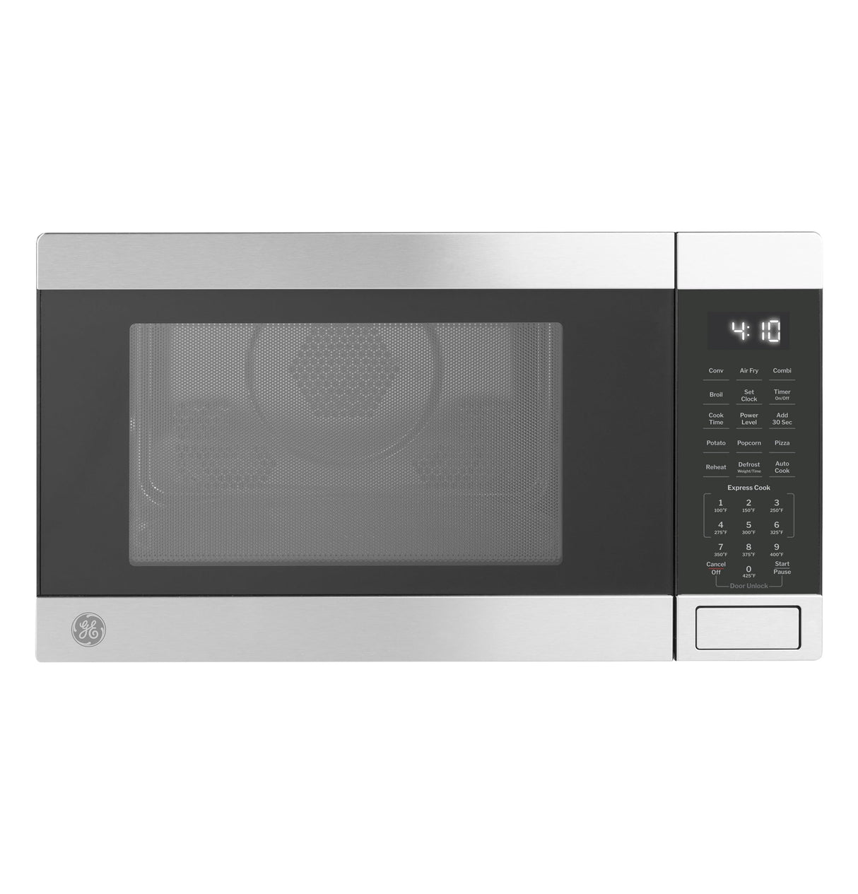 GE GCST10A1WSS 4-in-1 Microwave Oven, 1,050 Watts Air Fryer, Broiler & Convection Mode, Kitchen Essentials for The Countertop or Dorm Room, Child-Lock Technology 1.0 Cu. Ft, Stainless Steel GE