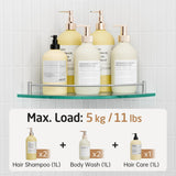 KES Glass Corner Shelf for Bathroom Corner Shelf 2 Pack Tempered Glass Shelf with Rail SUS 304 Stainless Steel Wall Mounted Brushed Finish, BGS2101A-2-P2 KES