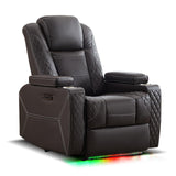 IPKIG Homer Theater Seating Recliner, Power Recliner Chair with Adjustable Powered Headrest, 4 Colors Ambient Lightings, Hidden Arm Storage, USB Port, Side Pockets and Cup Holders (1, Brown) IPKIG