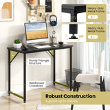 Giantex 13 FT Small Conference Table, 4PCS 40" x 19.5" Rectangular Meeting Table with Heavy-duty Metal Frame, Modern Simple Office Computer Desk, Space Saving Design Desk for 6 People, Black Giantex