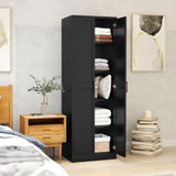 Giantex 70" Tall Wooden Storage Cabinet with 2 Doors and 5 Adjustable Shelves, Freestanding Collection Food Kitchen Pantry Cabinet Cupboard for Kitchen Bedroom Laundry Garage (Black) Giantex