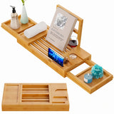 Yirilan Bamboo Bathtub Tray, Expandable Bathroom Tray, Waterproof Tray Caddy, Perfect Bath Caddy for Home Spa, Gift for Loved Ones, Bamboo Yirilan