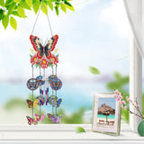 Generic DIY Dotted Diamond Art Painting Wind Chime Kit, Three-Dimensional Sun Catchers Diamonds Dot Paintings Hanging Ornaments, for Spring Garden (Double-Sided Point Drilling) (#05-1PC Butterfly) Generic