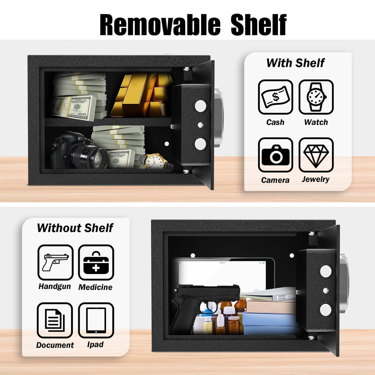 [ 1.2 Cu.ft. ]PATRON Fireproof Safe for Home,Digital Security Home Cabinet Safes for Money Cash Documents,Safe Box with Electronic Keypad,Removable Shelf for Office Business,1.2 Cu.ft. PATRON