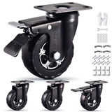 4 Inch Caster Wheels Set of 4 Heavy Duty Natural Elastic Rubber Wheels with Locking 2200Lbs Load Capacity, Silent Swivel 360° Rotation. Ideal for Industrial Carts, Trolleys, Workbenches, and Casters TOO TCO