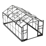 PaPaJet 8x14 FT Polycarbonate Greenhouse with Quick-Connect Fittings, Walk-in Large Aluminum Greenhouse with 2 Swing Doors, Winter Greenhouse for Outdoors Black PaPaJet