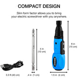 NEIKO 10577A Cordless Power Screwdriver | 1/4” Hex Auto-Lock Safety Chuck | Includes Phillips and Flathead Bit | USB Rechargeable Lithium-Ion Technology | Auto and Manual Mode NEIKO