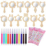 TEHAUX DIY Unfinished Wooden Mirror for Crafts to Paint Set Kids Handheld Mirror Mini Princess Hand Mirror Make Your Own Mirror Craft Handmade Painting Crafting Supplies TEHAUX