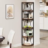 Tribesigns 67 Inch Rustic Corner Bookshelf - 6 Tier Multi-Functional Storage Rack for Small Spaces Tribesigns