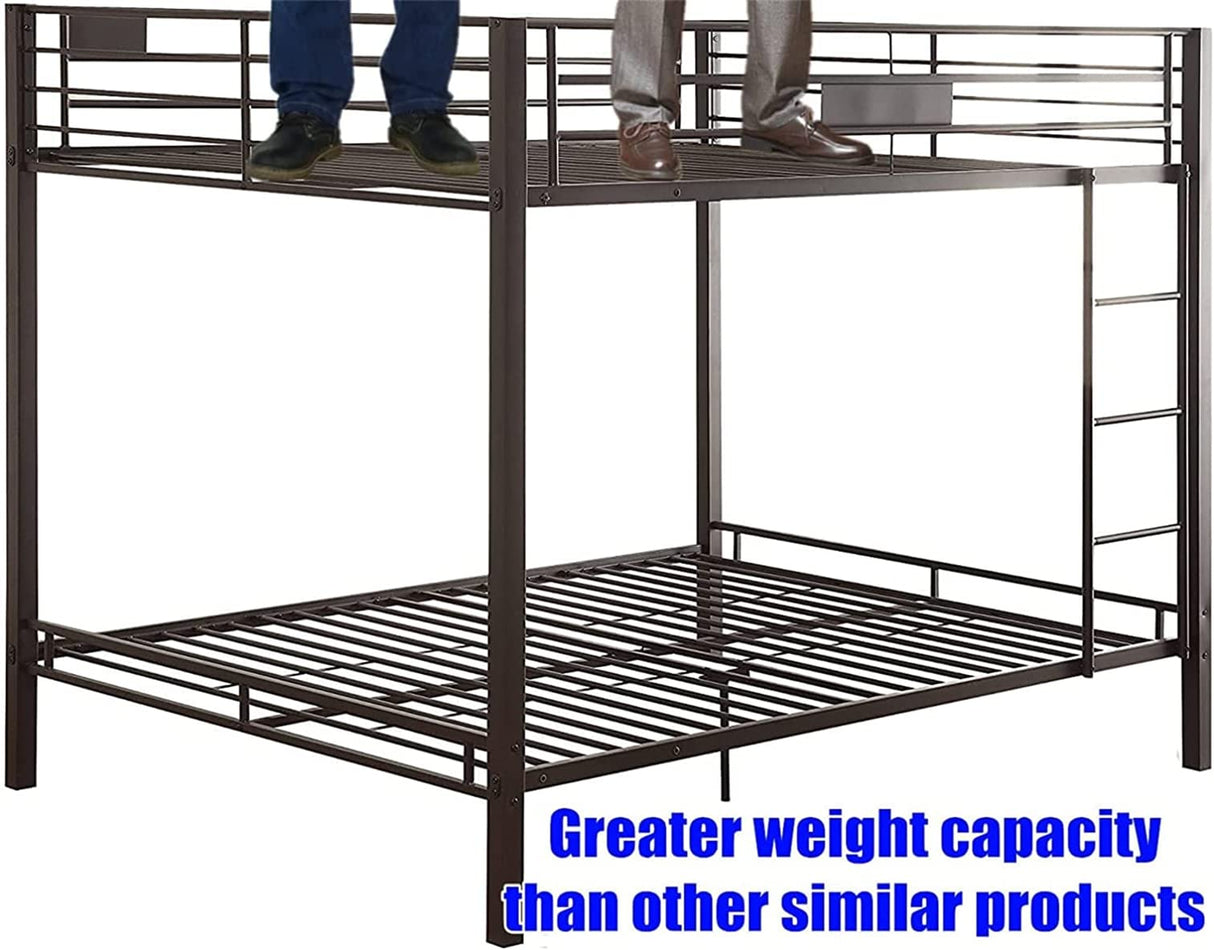 RUUTE Latest Upgrade & Stronger Queen Over Queen Size Bunk Bed, Thickened More Rust-Proof Metal Heavy Duty Steel Bunk Queen Bed with Enhanced Legs and Slats (Easier Assembly) (Queen Over Queen) RUUTE
