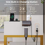 DICTAC Vanity Desk with Mirror and Lights, with Power Outlets, Makeup Vanity Table with 3 Dimmable LED Lights, 4 Drawers and Cabinets Storage, Modern Vanity Desk for Bedroom, White DICTAC