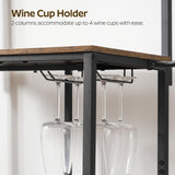 YATINEY Bakers Rack, 4-Tier Microwave Stand, Bakers Rack with Power Outlet, Kitchen Storage Rack with Wine Glass Holder and Paper Holder, for Kitchen, Dining Room, Living Room, Rustic Brown HB02UBR YATINEY