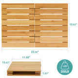 Waterproof Bamboo Bath Mat for Shower, Wooden Floor Mat for Bathroom, Foldable | Non-Slip | Heavy Duty, Shower Mat for Indoor Outdoor, 23.5in x 15.6in viewcare