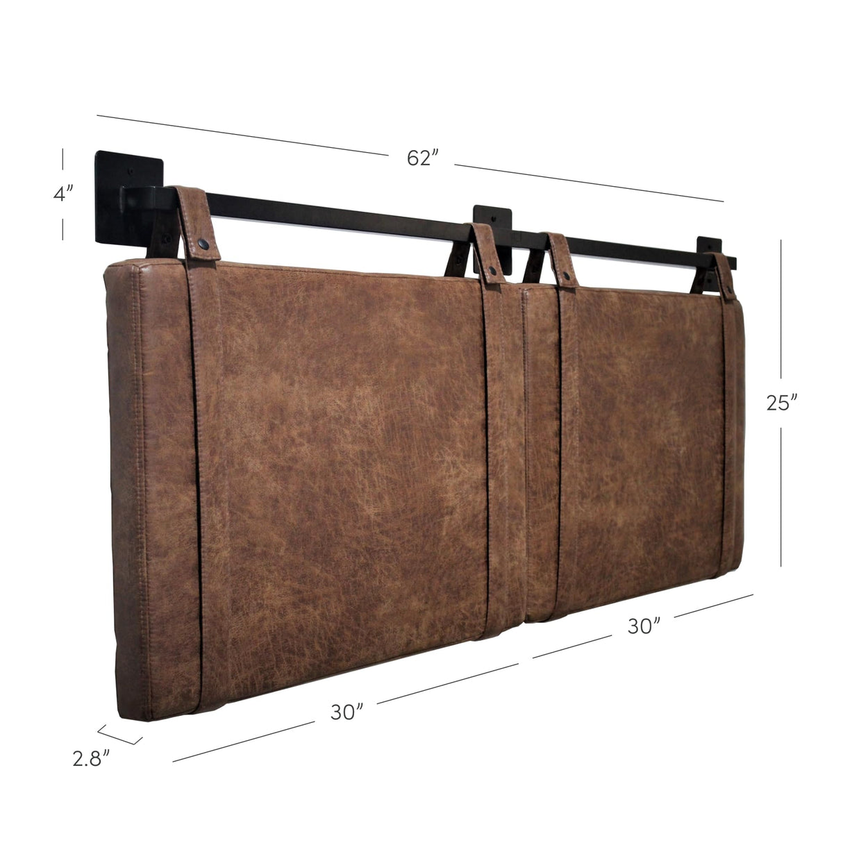 Nathan James Harlow Modern Wall Mount Hanging Headboard, Queen, Brown Faux Leather Nathan James