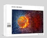Jigsaw Puzzles 1000 Pieces for Adults -Basketball Ball on fire- Premium Wooden Perfect Interlocking Clear Printing YINGJIEKISSU