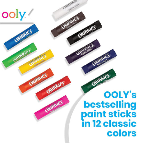 Ooly Shrink-Its! 28 PC DIY Shrinking Art Kit That Creates Charms and Tags & Chunkies Quick Drying Tempera Paint Sticks for Kids Set of 12 Classic Colors Ooly