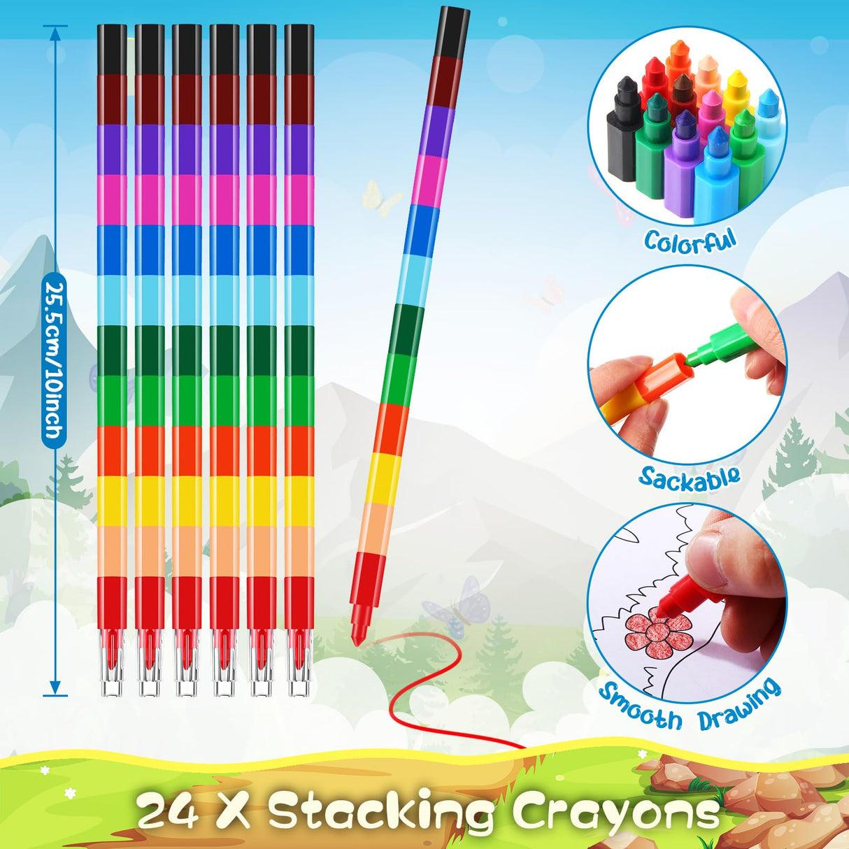 BenLouis 24 Jungle Safari Mini Coloring Books Kids with 24 Stacking Crayons Zoo Animals Party Favors Activity Books Bulk for Kids Wild One Lion Goodie Bag Gift Stuffer Classroom Reward BenLouis