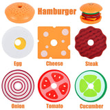 Wooden Burger Sandwich Stacking Toys for Kids, Play Food Toy for Toddlers, Montessori Toys for 3 Year Old, Preschool Educational Toys to Develop Fine Motor Skills MIKNEKE