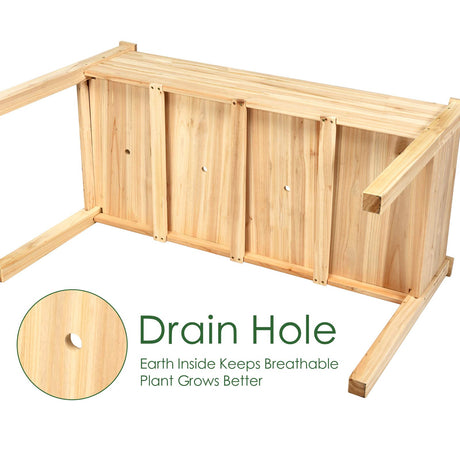Giantex Raised Garden Bed Kit Elevated Planter Box for Vegetables Fruits Herb Grow, Heavy Duty Natural Cedar Wood Frame Gardening Planting Bed for Deck Patio Yard, 49.5"X23.5"X30.0" Giantex