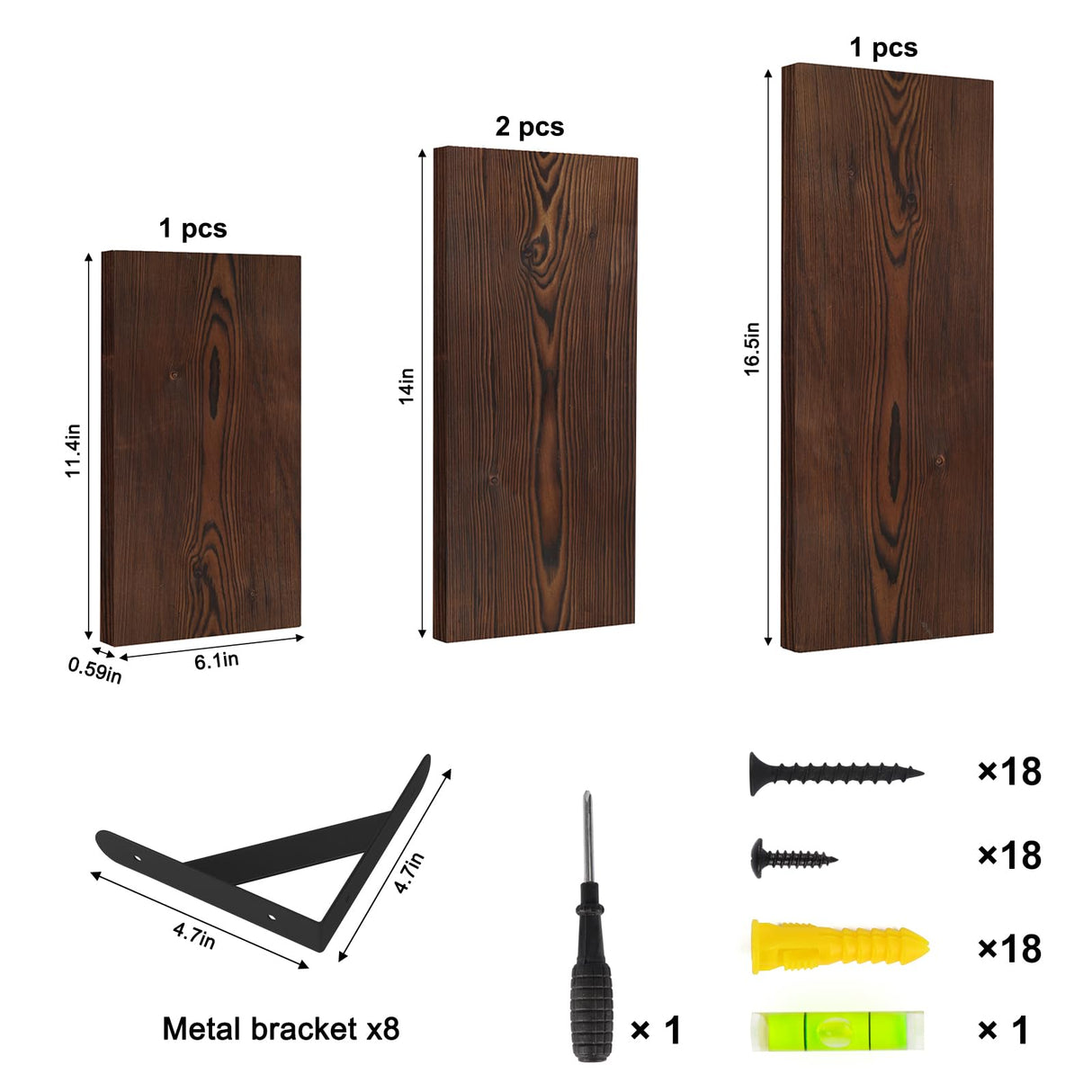 YGEOMER Floating Shelves, Rustic Wood Shelves, 4 Sets of Wall Mounted Shelf for Bathroom Decor, Bedroom, Living Room and Plants (Distressed Pine) YGEOMER