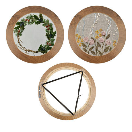 3 Sets Upgraded Wood Embroidery Frames with Bamboo Hoops, 8 Inch Round Embroidery Display Frame for Finished Cross Stitch and DIY Art Craft Sewing Ornaments (Easier to Install) JoyHuaTrade