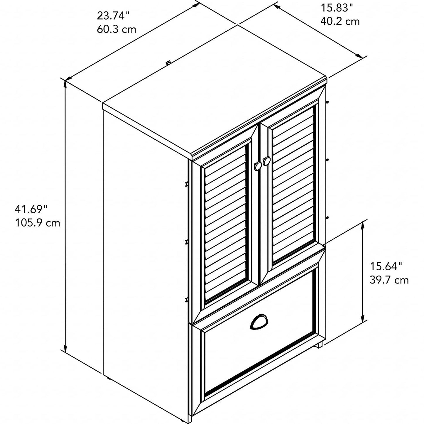 Bush Furniture Fairview Storage Cabinet with Drawer, Antique White/Tea Maple (WC53280-03) - WoodArtSupply