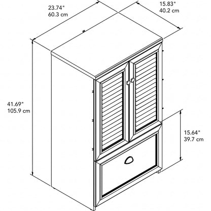 Bush Furniture Fairview Storage Cabinet with Drawer, Antique White/Tea Maple (WC53280-03) - WoodArtSupply