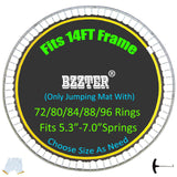 Bzzter Replacement Trampoline Mat,Fits 14ft Round Frame,with 72 Rings &147.6 Inch Diameter, Fits 6.5"-7.0" Spring,10 Rows of Stitching for Longer Lasting,w/Pull Hook and Gloves,14ft Trampoline Mat Bzzter
