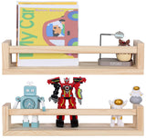 JORIKCHUO Nursery Book Shelves, Set of 2 Wood Floating Book Shelves for Kids Room, Kitchen Spice Rack, or Rustic Wall Mounted Shelves for Farmhouse Bathroom Décor (Natural Wood) JORIKCHUO