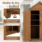 DetalleGo Outdoor Wooden Storage Cabinet, Storage Shed with 3 Detachable Shelves, Lockable Wooden Garden Shed with Waterproof Roof, Outside Vertical Tall Tool Shed for Yard Patio Lawn Deck (Natural) DetalleGo
