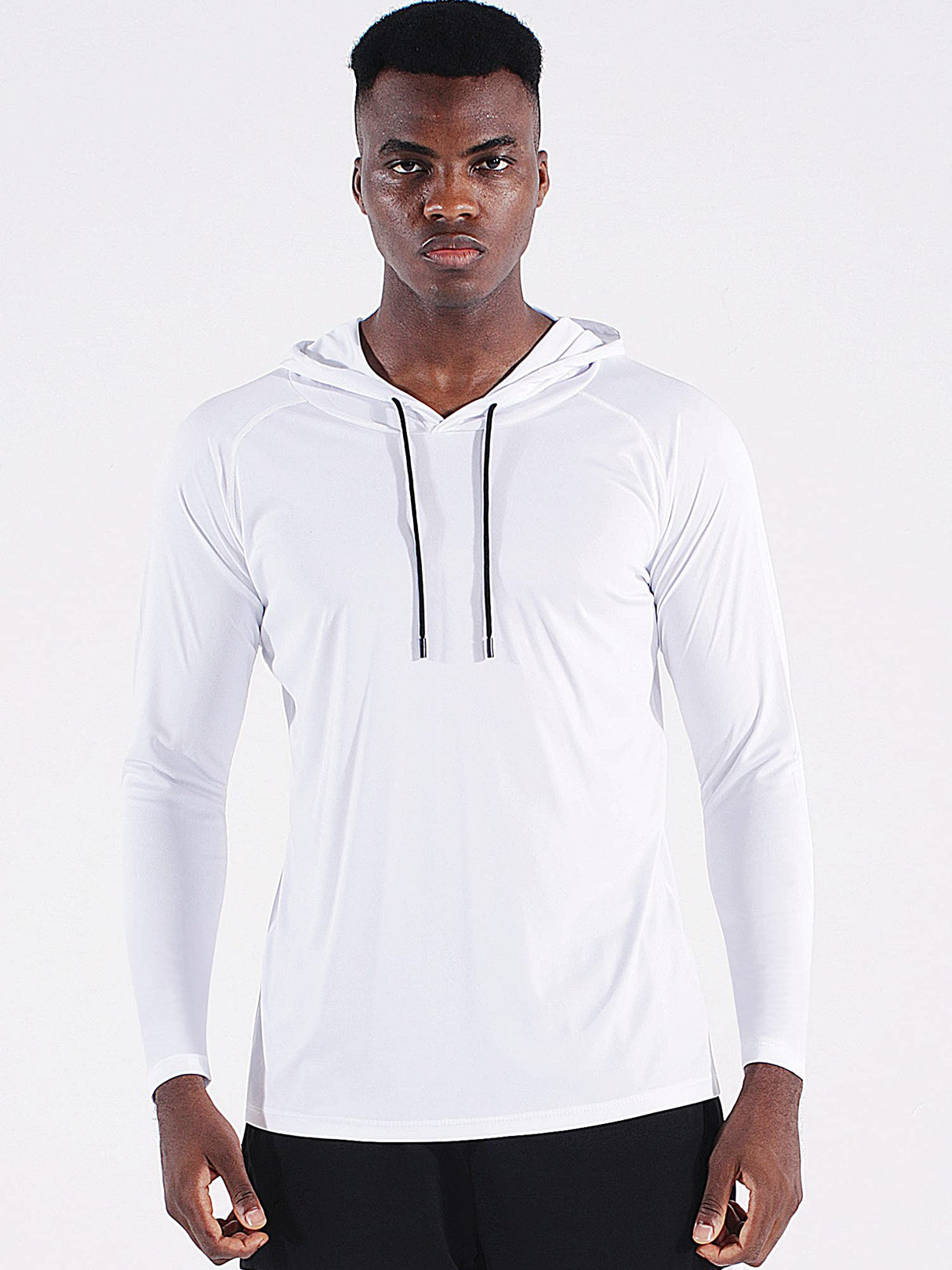 CADMUS Men's Workout Long Sleeve Fishing Shirts UPF 50+ Sun Protection Dry Fit Hoodies,1 Pack,096,White,Large CADMUS
