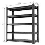 OLLRRACT Heavy Duty Metal Storage Shelf for Garage, 5 Tier Industrial Shelving Unit - Garage Shelving, Utility Shelf, Metal Storage Rack Shelving, Durable Garage Shelf Organizer 18" D x48 W x78 H OLLRRACT