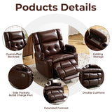 Dual Motor Power Lift Recliner Chair for Elderly with Massage and Heat, Oversized Lift Chair with Arm Storage, Lay Flat Lift Recliner for Adults, Big Tall, Infinite Position, Brown Rhevoy