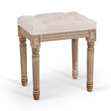 VONLUCE Ottoman Stool, 18.5 in High, Beige, with Padded Seat, Wood Frame, Button Tufted, for Dining, Living Room, Bedroom, Piano, Dressing, Vanity, Foot Rest VONLUCE