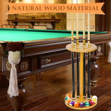 Jolensoy Pool Stick Holder Floor Stand - Round Billiard Cue Rack Pool Table Accessories Holds 8 Pool Cues, Wooden Freestanding Pool Cue Rack Billiards Table Stand for Game Room Billiard Room Decor Jolensoy