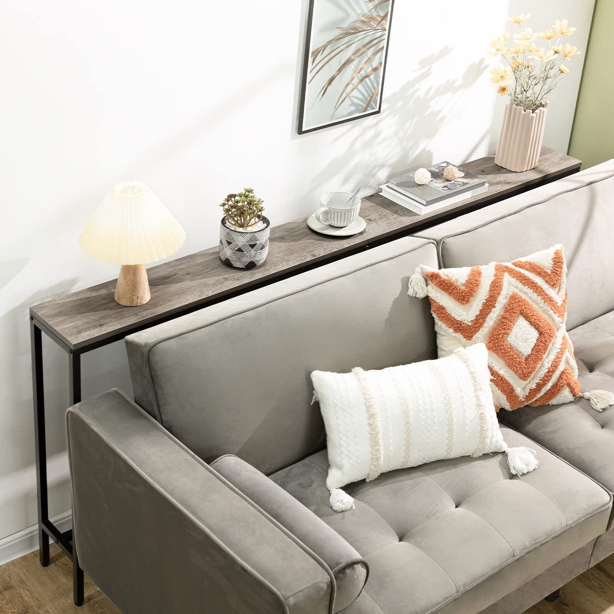 MAHANCRIS Console Table, 70.9" Narrow Long Sofa Table, Entryway Table, Industrial Sofa Table, Side Table, for Hallway, Living Room, Sturdy and Stable, Easy to Assemble, Greige CTHG18001Z MAHANCRIS