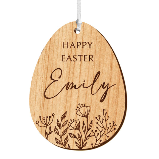 Easter Gifts for Kids Personalized Easter Decorations Easter Eggs Easter Bunny Easter Basket Name Tags for Children Babies Engraved Wooden Easter Basket Decorations(Egg 03) - WoodArtSupply