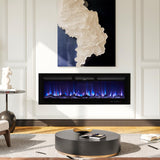 oneinmil Electric Fireplace, 50 inch Wide Recessed/Wall Mounted Electric Fireplace, Remote Control with Timer 12 Adjustable Color Flame, Remote Control,with Crystal Stone, 750/1500W oneinmil