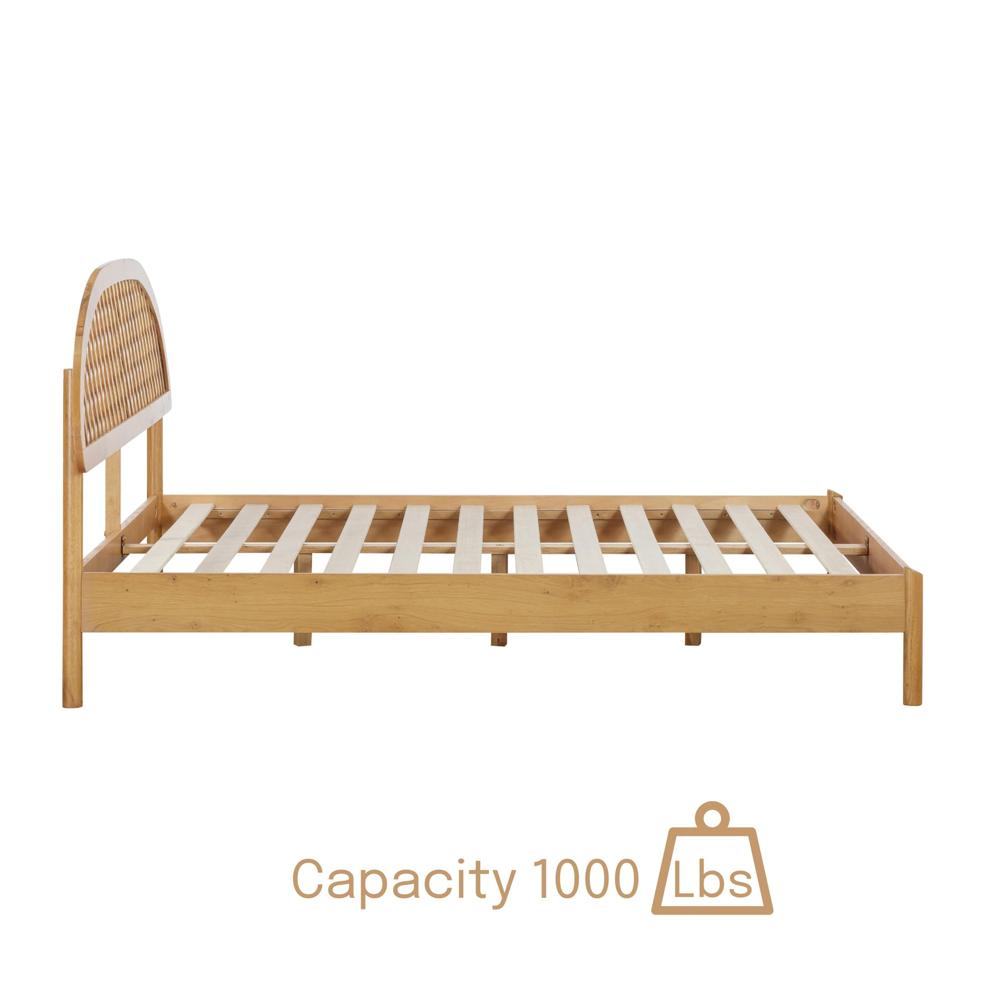 Elegant NTC Gem Solid Oak Bed Frame with Headboard and Silent Slats - WoodArtSupply