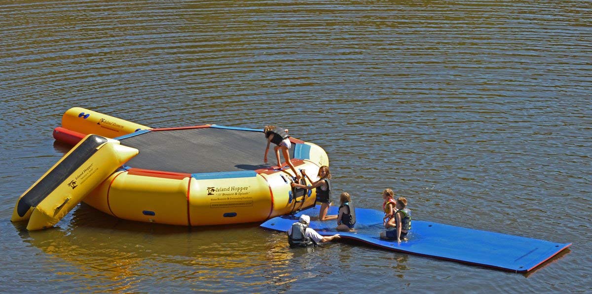 Island Hopper 17' Bounce N Splash Padded Water Bouncer Island Hopper